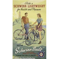 SCHWINN BICYCLES C1938 ADVERTISING POSTER LIGHTHO