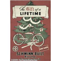 SCWHINN BICYCLES C1950 ADVERTISING POSTER CHRISTM