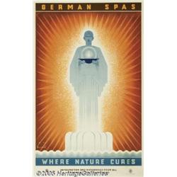 ART DECO 1935 ORIGINAL GERMAN TRAVEL POSTER: SPA 