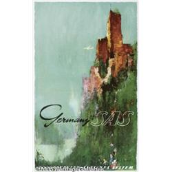 SAS AIRLINE TRAVEL POSTER 1960 GERMANY SAS German