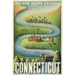 NEW HAVEN RAILROAD C1950 TRAVEL POSTER NASON ART 
