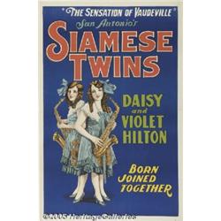 C1920 SIAMESE TWINS HILTON SISTERS SIDESHOW POSTE