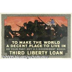 WWI POSTER TO MAKE THE WORLD A DECENT PLACE 1918 