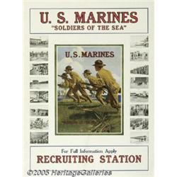 WWI POSTER US MARINES SOLDIERS OF THE SEA 1918 U.