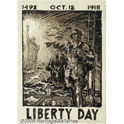 WW I POSTER LIBERTY DAY STATUE OF LIBERTY 1918 Li