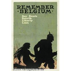 WW I POSTER REMEMBER BELGIUM 1918 YOUNG Remember 