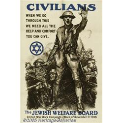 WORLD WAR I POSTER JEWISH WELFARE CIVILIANS 1918 