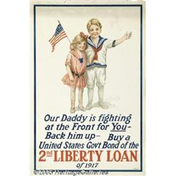 WW I POSTER OUR DADDY 1917 LOAN Our Daddy is Figh