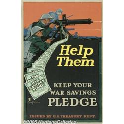 WORLD WAR I POSTER HELP THEM 1918 WS STAMPS Help 