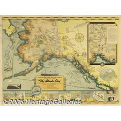 ALASKA STEAMSHIP COMPANY TRAVEL MAP C1939 This Is