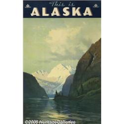 1933 ORIGINAL POSTER: THIS IS ALASKA LINEN MOUNTE