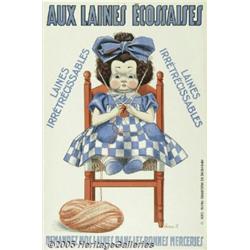 C1928 FRENCH KNITTING STORE ADVERTISING POSTER Au