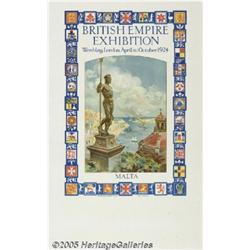 BRITISH EMPIRE EXHIBITION POSTER 1924 MALTA Briti