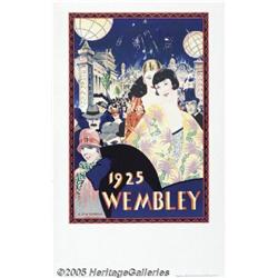 1925 WEMBLEY AT NIGHT B.E.E. POSTER NEVINSON Brit