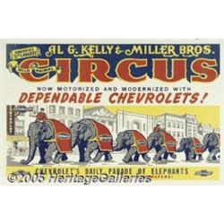 KELLY & MILLER CIRCUS CHEVROLET POSTER C1948 Kell