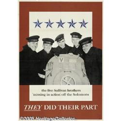 WORLD WAR II POSTER FIVE SULLIVAN BROS. 1943 The 