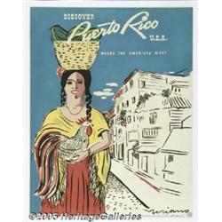 PUERTO RICO 1943 WPA TRAVEL POSTER SORIANO Puerto