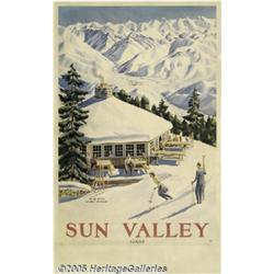 C1940 SUN VALLEY IDAHO SKI TRAVEL POSTER Sun Vall