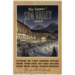 C1940 SUN VALLEY IDAHO SUMMER TRAVEL POSTER Sun V