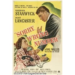 Sorry, Wrong Number (Paramount, 1948) One Sheet (