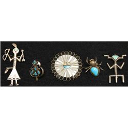 FIVE NAVAJO INDIAN PINS