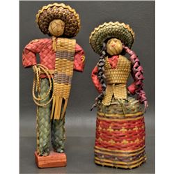 PAIR OF MEXICAN BASKETRY FIGURES