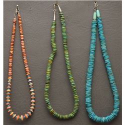 THREE SANTO DOMINGO INDIAN NECKLACES