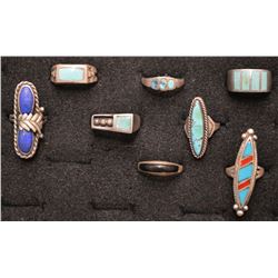 EIGHT NAVAJO INDIAN RINGS