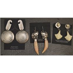 THREE PAIR NAVAJO INDIAN EARRINGS