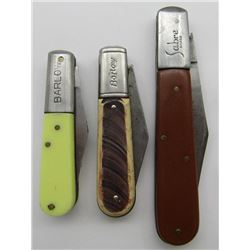 3 VINTAGE BARLOW POCKET KNIVES.