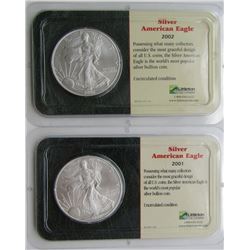 2001 & 2002 AMERICAN SILVER EAGLES