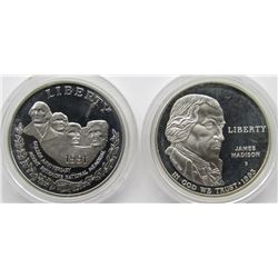 2 - PROOF SILVER COMMEM DOLLARS;