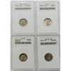 4-ANACS graded Mercury Dimes