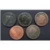5-LARGE CENTS: 1840, '42, '43, '44, '45