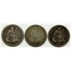 3-SEATED QUARTERS: 1859, 1877, 1854 ARROWS VG'S