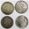 Image 1 : 4-SILVER DOLLARS;MIXED DATES/MINT MARKS/GRADES