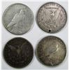 Image 2 : 4-SILVER DOLLARS;MIXED DATES/MINT MARKS/GRADES