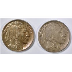 1913 TYPE 1 XF & TYPE 2 AU BUFFALO NICKELS