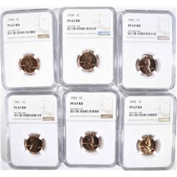 6 LINCOLN CENTS NGC PF-67 RD