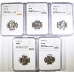 (5) 1950 D JEFFERSON NICKELS KEY DATE