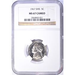 1967 SMS JEFFERSON NICKEL, NGC MS-67 CAMEO