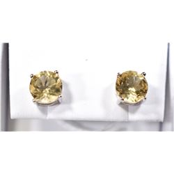 8MM LARGE CITRINE STUD EARRINGS IN STERLING SILVER