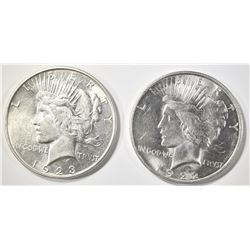 1922-D & 1923-D PEACE DOLLARS  CH BU