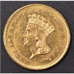 1858 GOLD $1 INDIAN PRINCESS HEAD CH BU