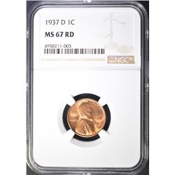 1937-D LINCOLN CENT NGC MS-67 RD