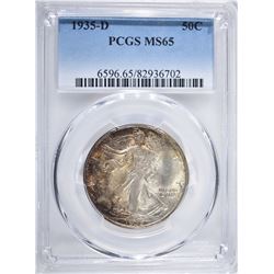 1935-D WALKING LIBERTY HALF, PCGS MS-65 COLOR!