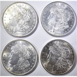 (4) 1921 MORGAN DOLLARS  CH BU