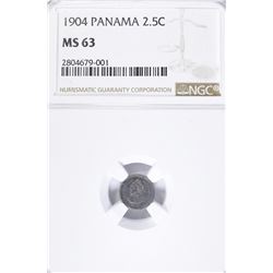 1904 SILVER 2 1/2 CENT PANAMA  NGC MS-63