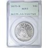 Image 1 : 1872-S SEATED HALF DOLLAR, PCGS AU-53 "RATTLER"
