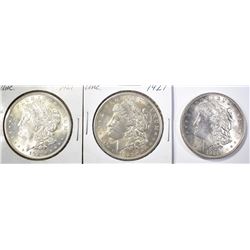 3 1921 MORGAN DOLLARS BU